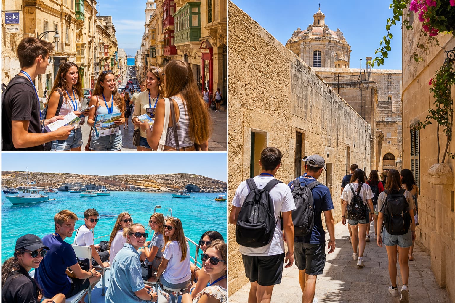 Malta yaz okuluna katılan öğrencilerin Valletta ve Blue Lagoon gezilerinden görüntü